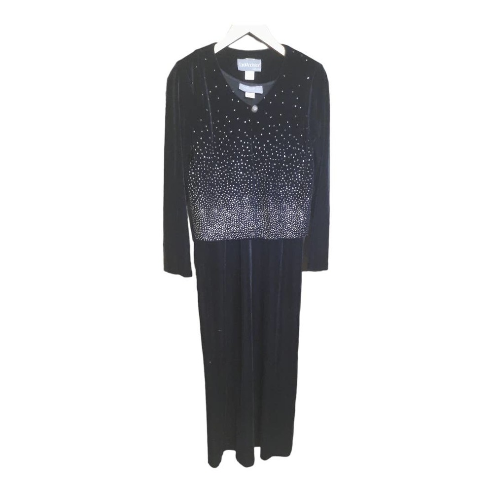 Carol Anderson Womens Vintage Black Sparkle Dress Jacket Set Size Small